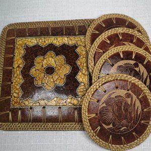 Vintage Set of Trivet and 4 Coasters